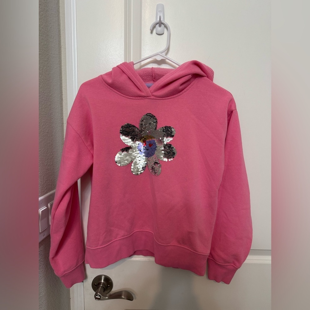 Epic Threads Girls Pink Fleece Hoodie with Sequin